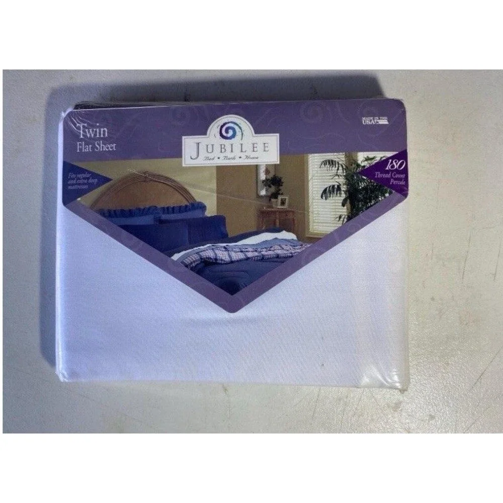 VTG Jubilee III White Twin Flat Sheet 180 Thread Count Percale NOS Size Twin